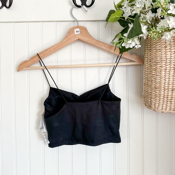 NWT Madewell Flex Sweetheart Crop Tank Top Black 2XS $45 - Picture 3 of 6